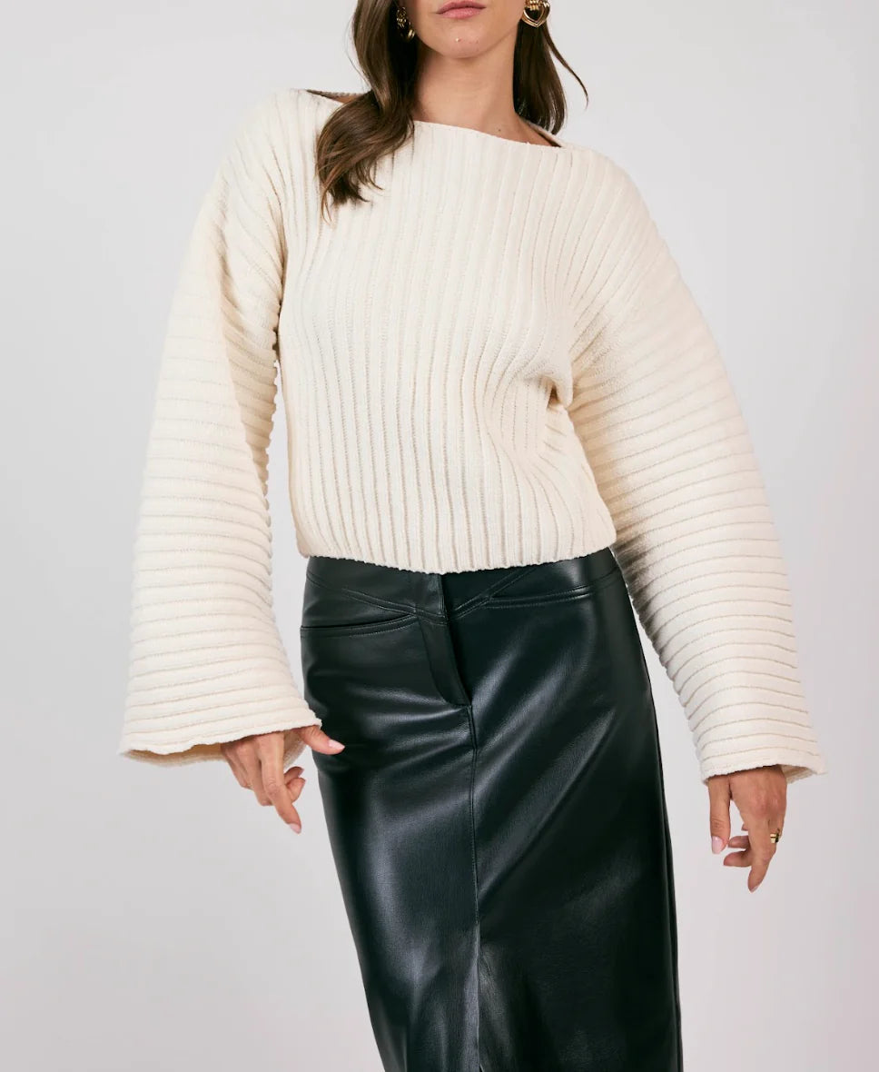 Greater Good Boat Neck Ribbed Sweater