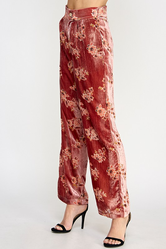 Floral Velvet Trousers