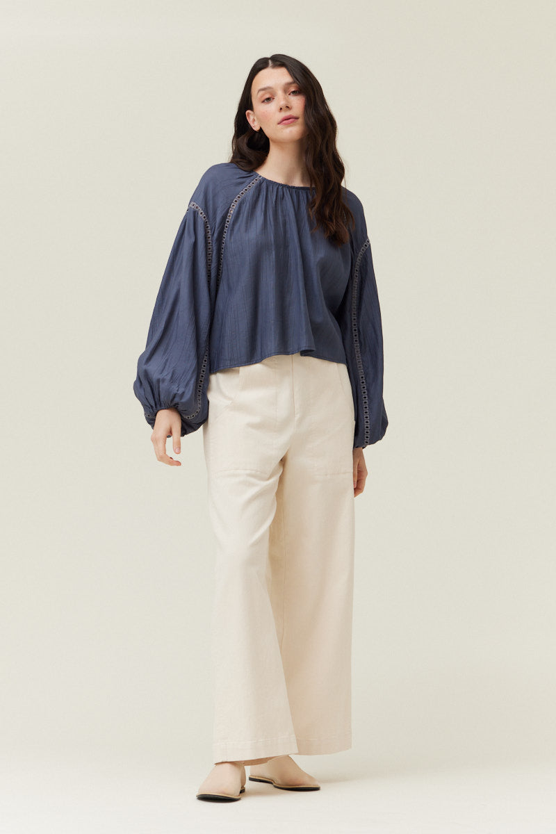 Lace Trim Mixed Blouse