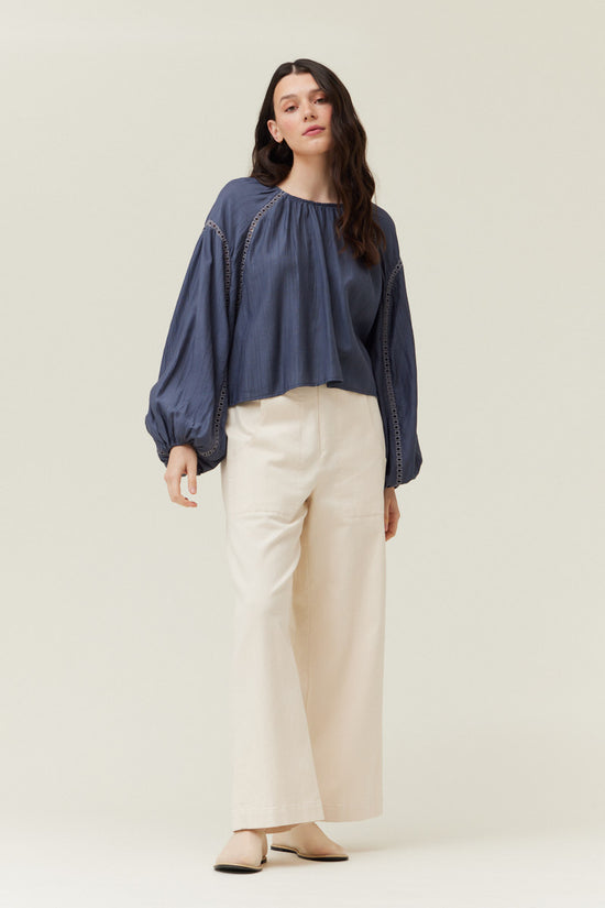 Lace Trim Mixed Blouse