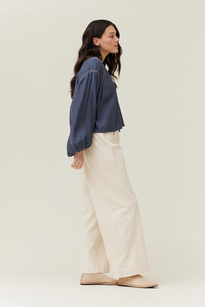 Lace Trim Mixed Blouse