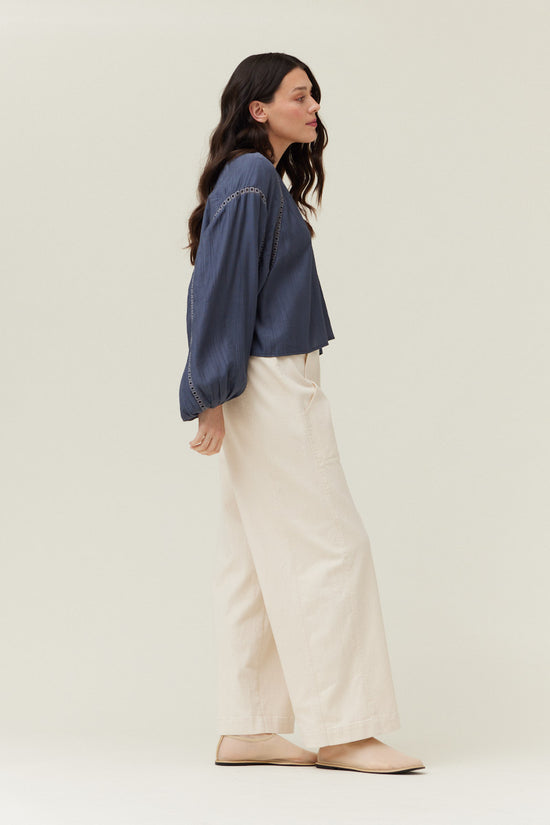 Lace Trim Mixed Blouse