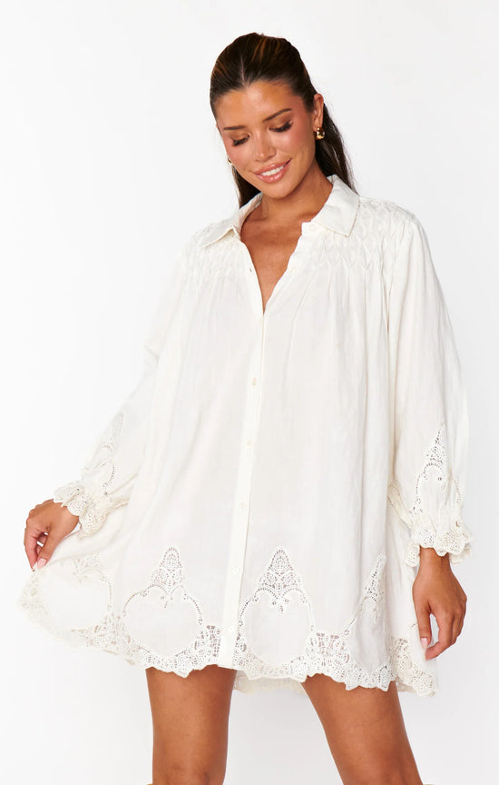 Show Me Your Mumu - Leona Mini Dress White Lace Embroidery