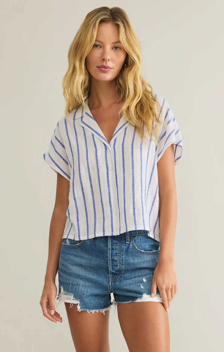 Parallel Button Down Top Palace Blue