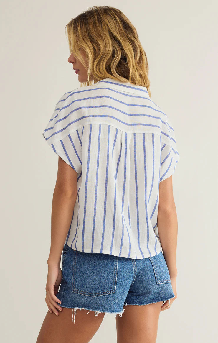 Parallel Button Down Top Palace Blue