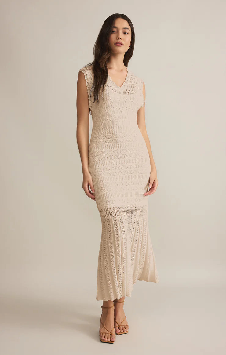 Marsella Crochet Midi Dress Sea Salt