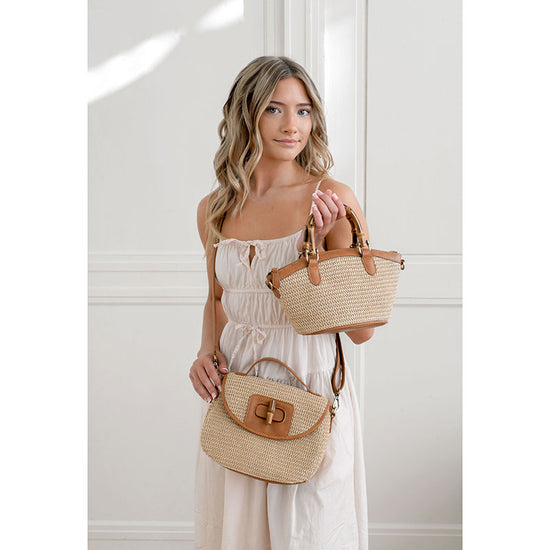 Natural Straw Millie Bamboo Handle Basket Crossbody