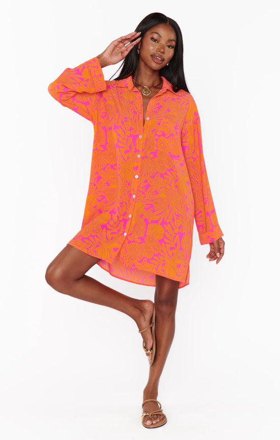 Show Me Your Mumu - Beachclub Button Down Fuschi Shells Pebble