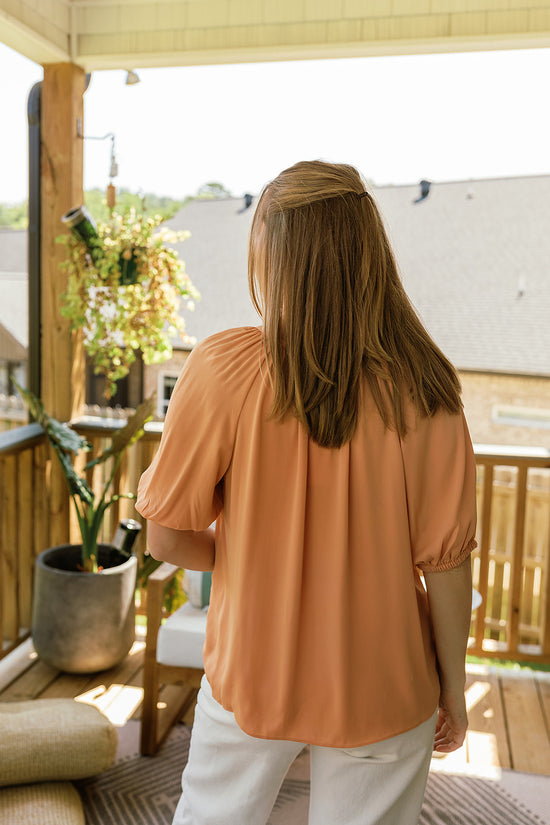 Split Neck Tied Blouse