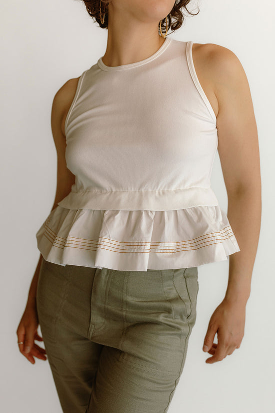 Mixed Media Ruffle Top