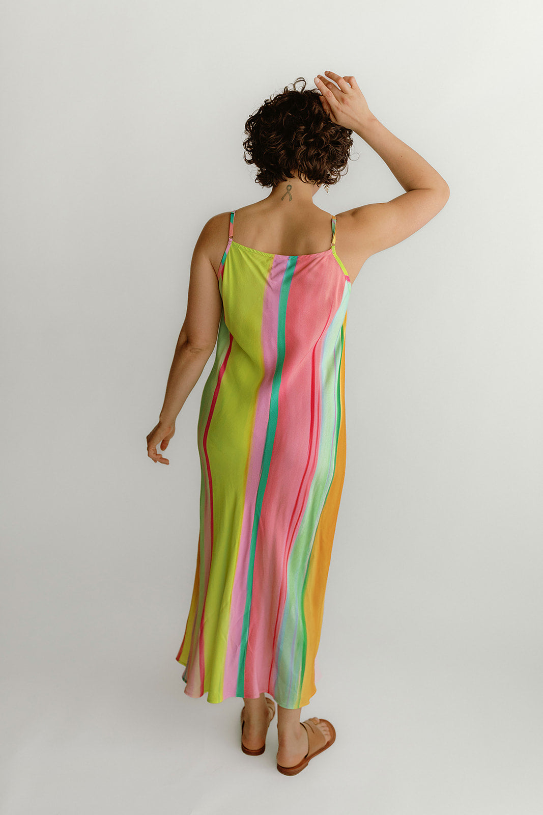 Cika Diagonal Rainbow Woven Dress