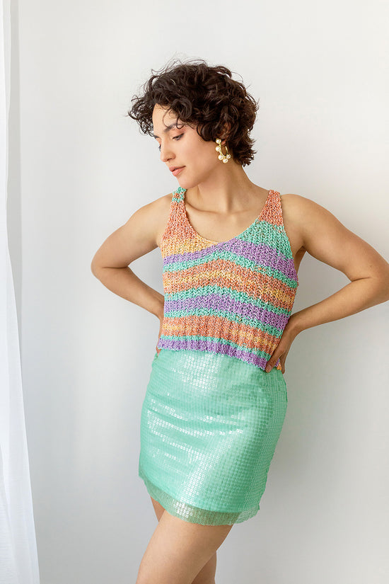 Load image into Gallery viewer, Stripe Crochet Tank
