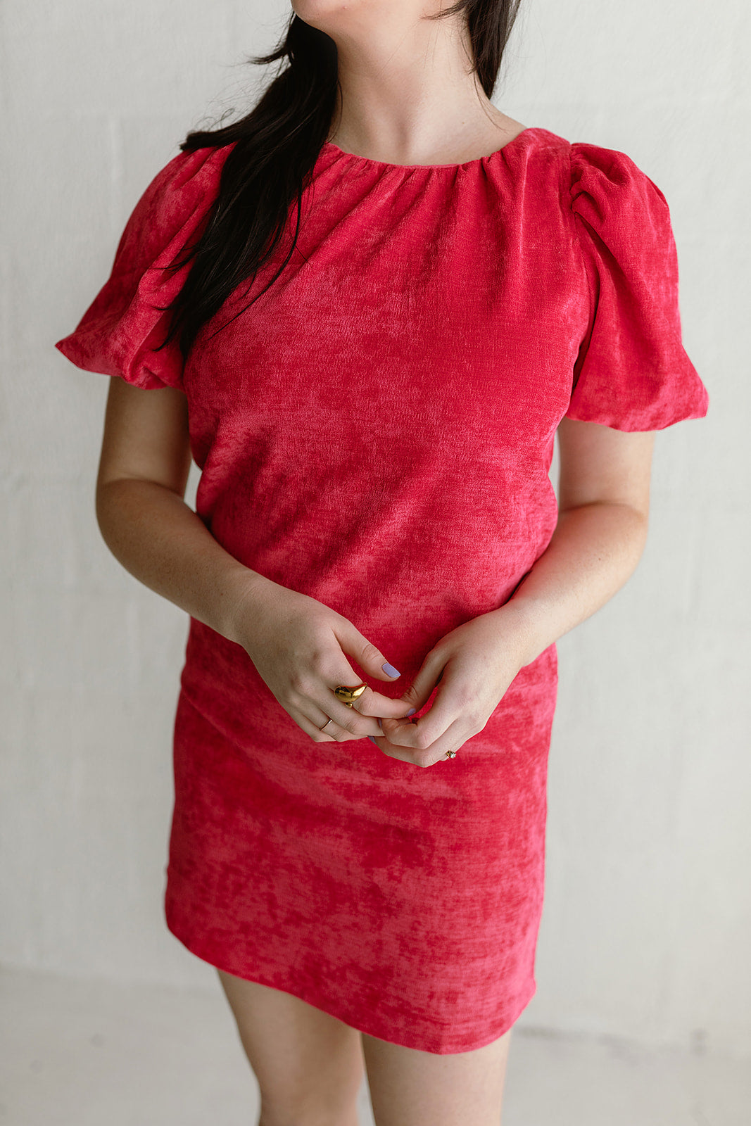 Fuchsia Puff Sleeve Dress