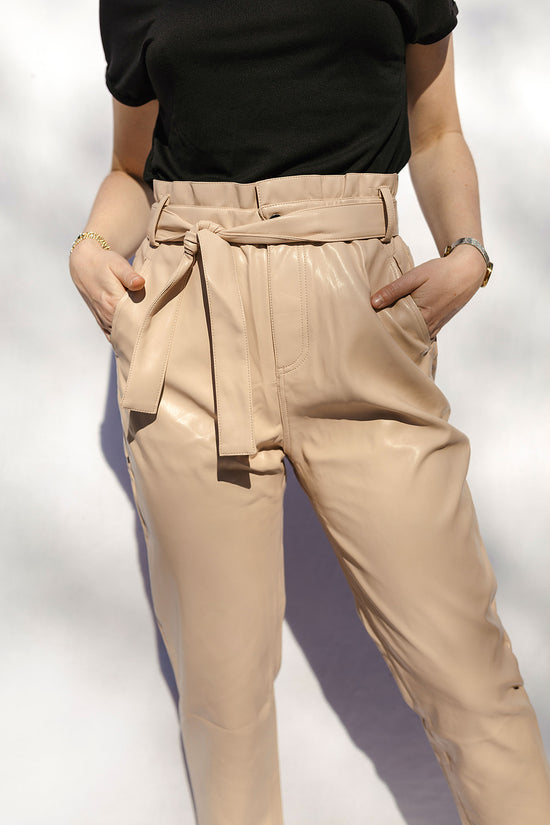 Load image into Gallery viewer, Faux Leather Paperbag Trouser
